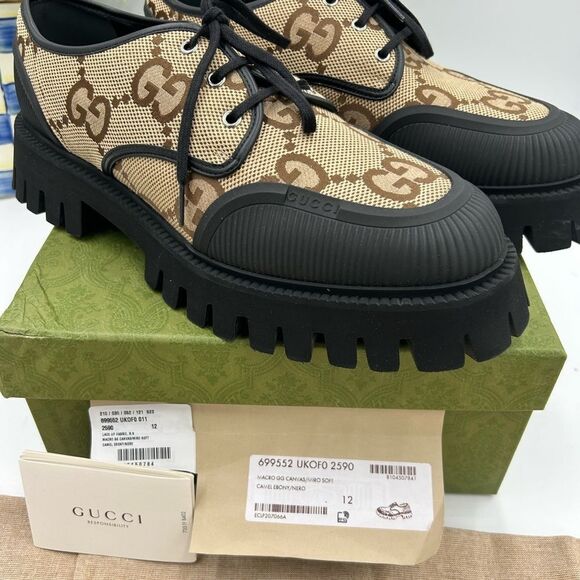 Men’s Gucci, maxi GG Supreme canvas loafers size 12 made in Italy - Picture 11 of 11